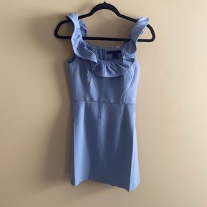 Anabelle Blue dress with ruffle neckline